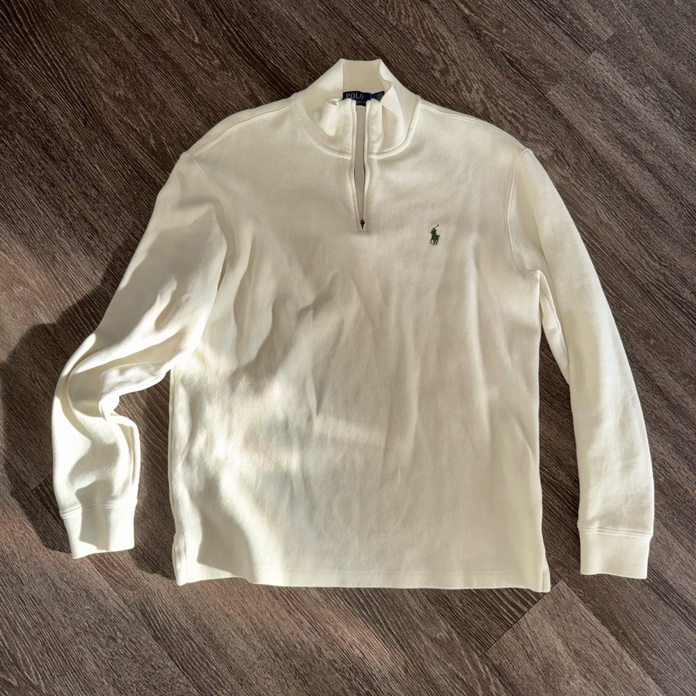 Cream Ralph Lauren Quarter Zip - Mens Medium